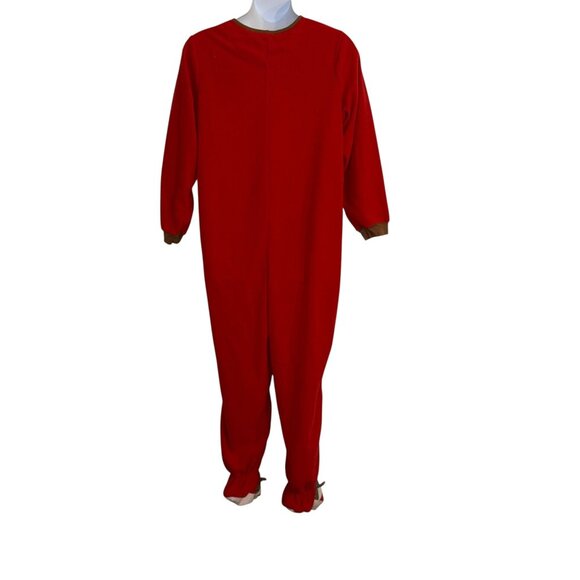 Nick & Nora Red Sock Monkey Pajamas Womens XL Footie Unionsuit PJs Costume Solid - Picture 6 of 10